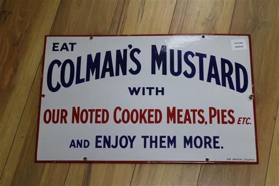 An Eat Colmans Mustard with our noted cooked meats, pies etc enamel sign